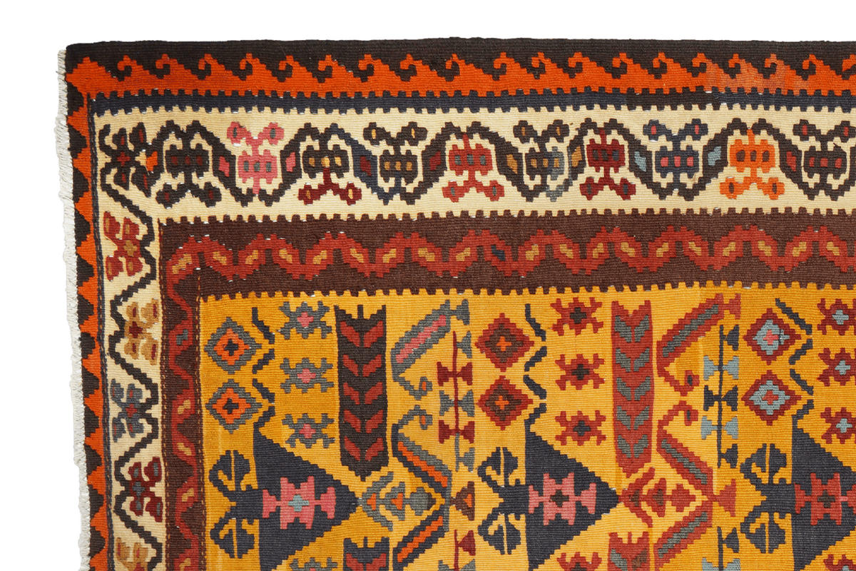 KELIM-TEPPICH handgewebt Ardebil Gelb 306/184 cm Schurwolle - Gelb, Textil (184/306cm) - Looma