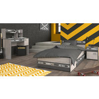 KINDERZIMMER Set 3-tlg mit Schreibtisch Bett 90x200 Nachttisch - Chromfarben/Eschefarben, Holzwerkstoff/Kunststoff (108/114/114cm) - Parisot Meuble