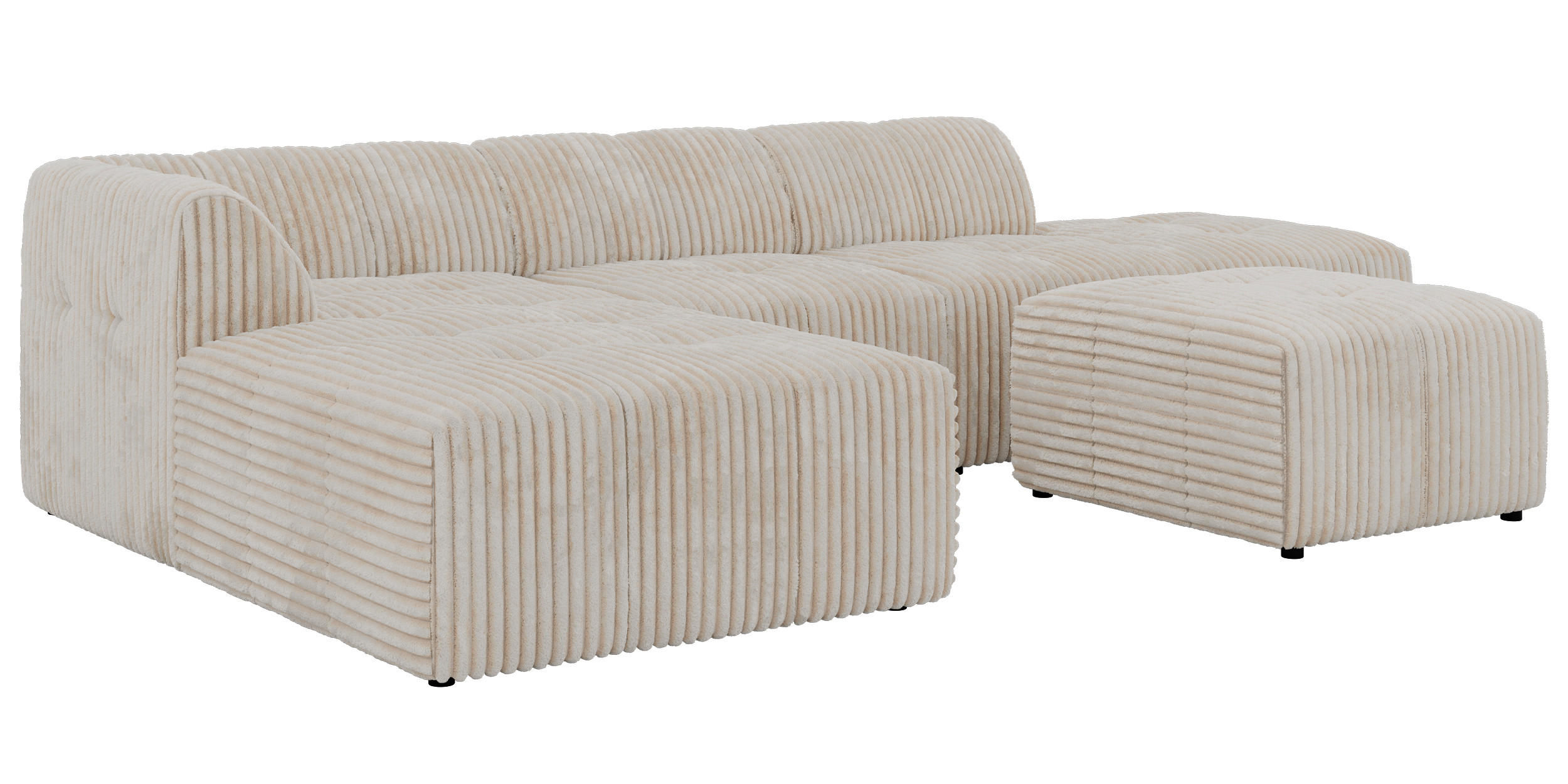 ROHOVÁ SEDAČKA GRIDA 4M L Béžová Manšestr - Vlevo - černá/krémová, textil/plast (335/176cm) - MKS