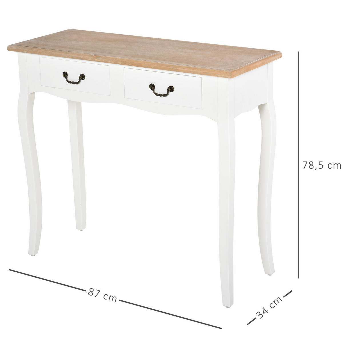KONSOLENTISCH Weiß MDF Kiefer 1 Stück - Weiß, Kunststoff (87/34/78cm) - GiPP