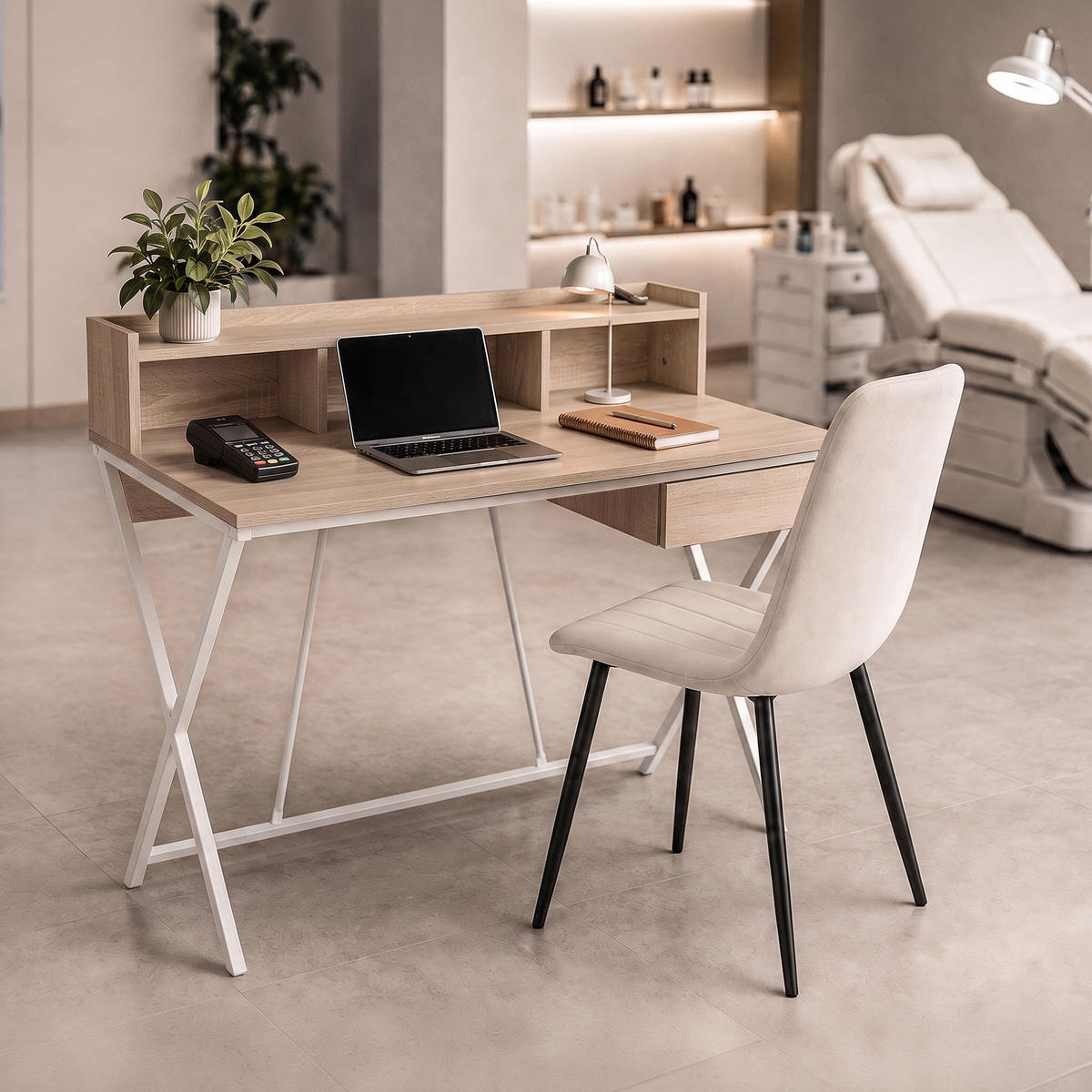 SCHREIBTISCH FLEXO 100 cm Eiche Sonoma - Weiß/Sonoma Eiche, Holzwerkstoff (50/100/89.5cm) - Akord