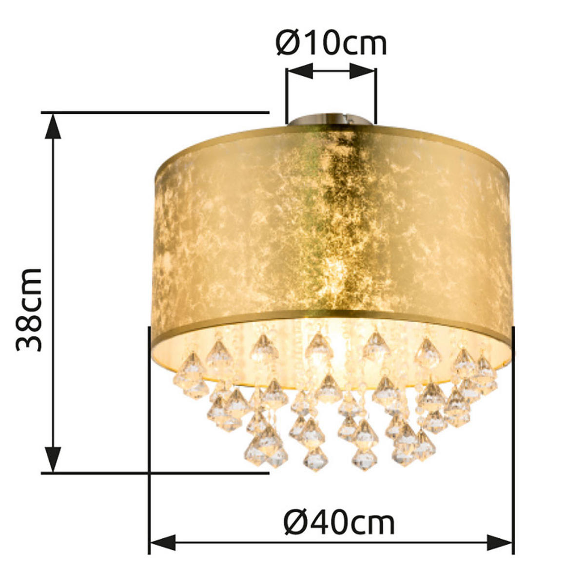 LED DECKENLEUCHTE AMY Textil Gold - Goldfarben, Metall (40/40/38cm) - Globo Lighting