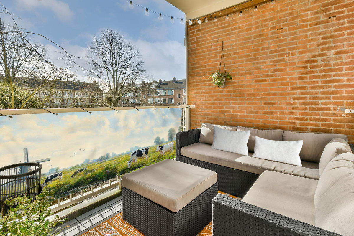 BALKON-SICHTSCHUTZ Kühe - Windmühle - Wiese - Blau - Grün, Kunststoff (300/95cm) - MuchoWow