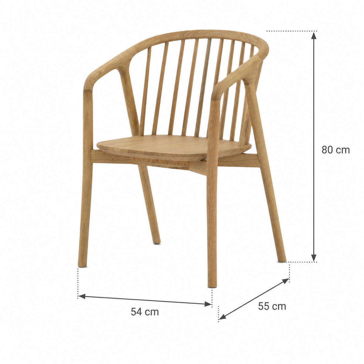 ESSZIMMERSTUHL Saga, Natur Eiche - Beige, Holz (54/80/55cm) - WOODEK