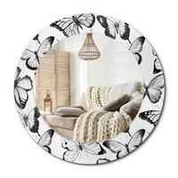 SPIEGEL Rund Ø 50 cm mit Aufdruck - Schwarz, Glas (50/50/0.4cm) - Wallfluent