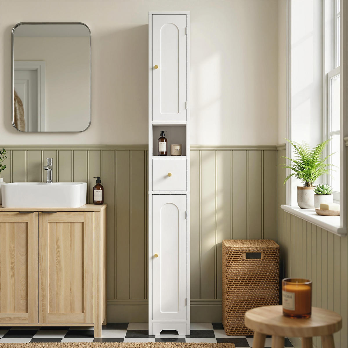 BADEZIMMERSCHRANK MDF Weiß - Weiß, Holzwerkstoff (20/185/20cm) - HOMCOM