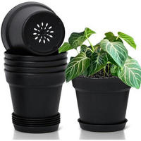 BLUMENTOPF 6er-Set Kunststoff Schwarz 16 cm - Schwarz, Kunststoff (16.6/21.1/16.6cm)