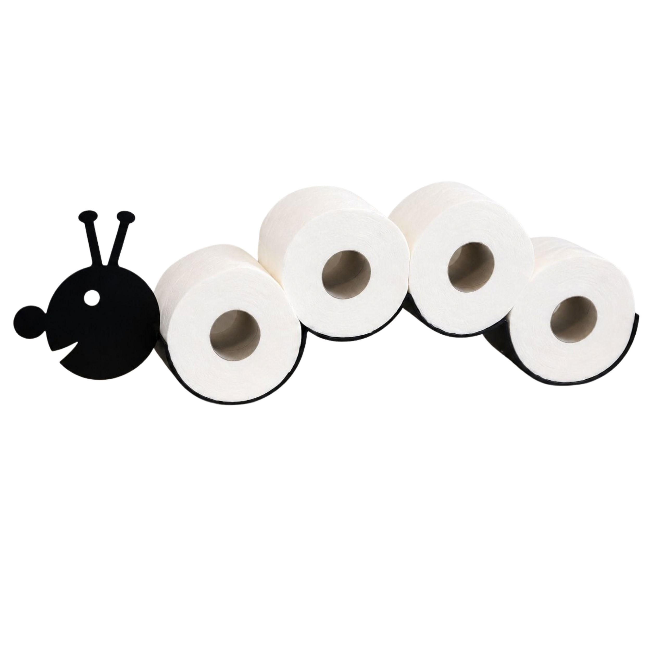 TOILETTENPAPIERHALTER Raupe Metall Schwarz 57/10/16 cm - Schwarz, Metall (57/16/10cm) - DanDiBo