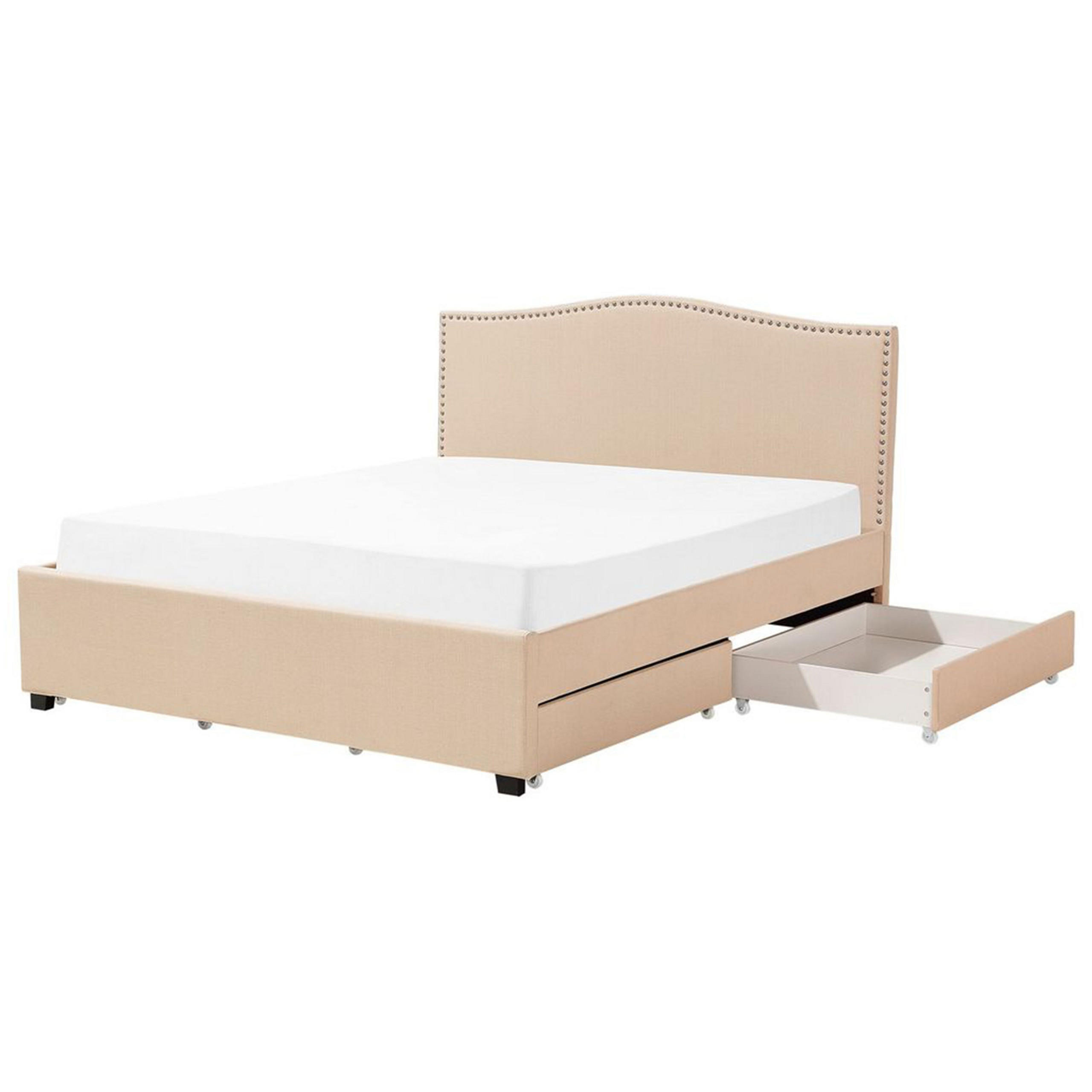POLSTERBETT 180/200 cm Beige Montpellier - Beige, Textil (180/200cm) - Beliani