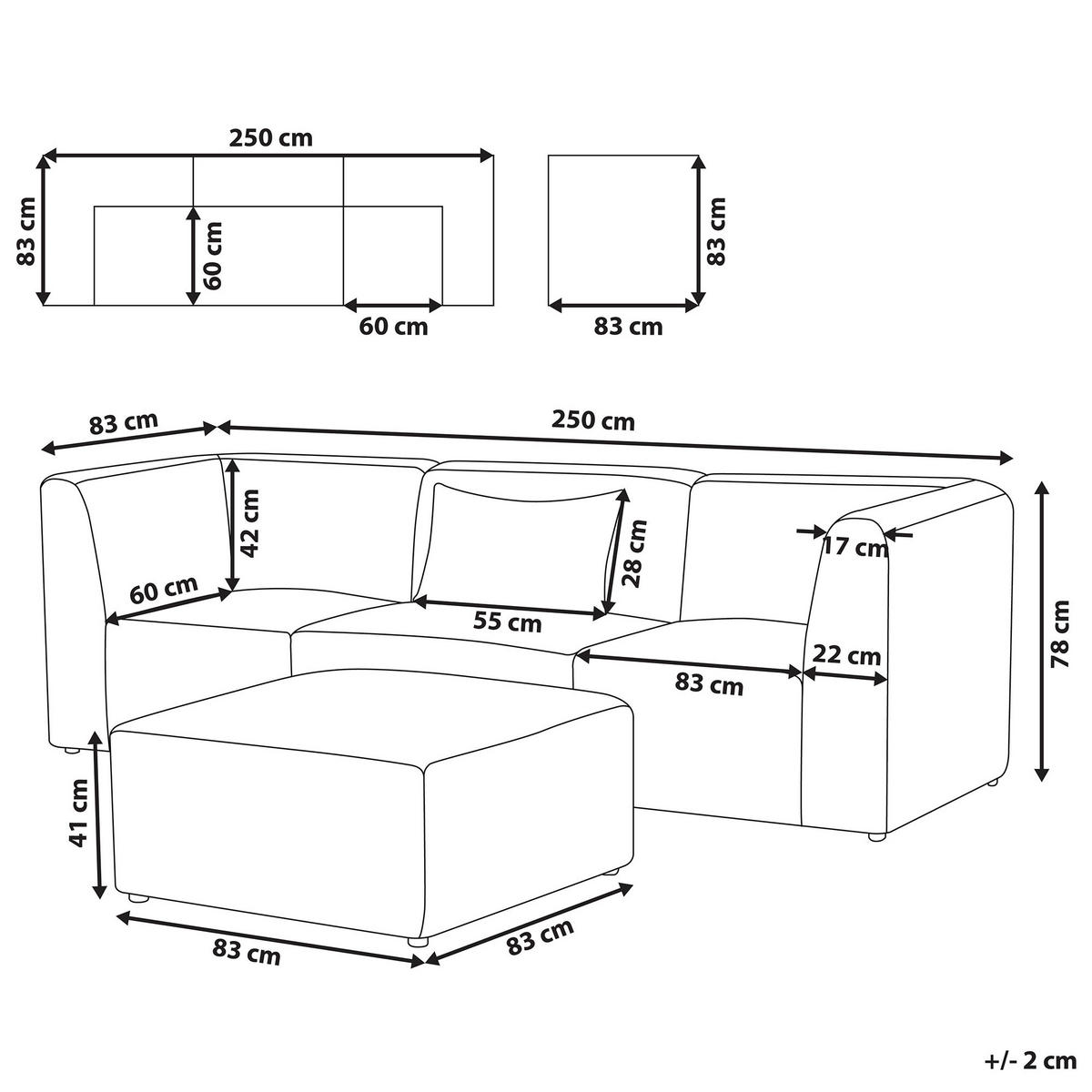 3-SITZER-SOFA Cord hellbeige mit Ottomane Lemvig - Beige, Textil (250/78/83cm) - Beliani