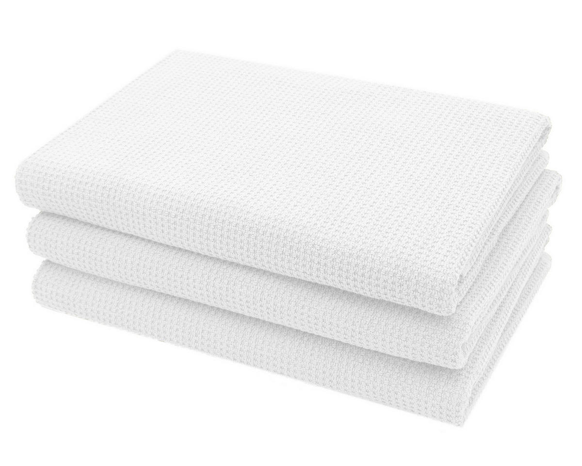 DUSCHTÜCHER, 3er-Set, 70x140 cm, 100% Baumwolle, Weiß - Weiß, Textil (70/140cm) - Zollner