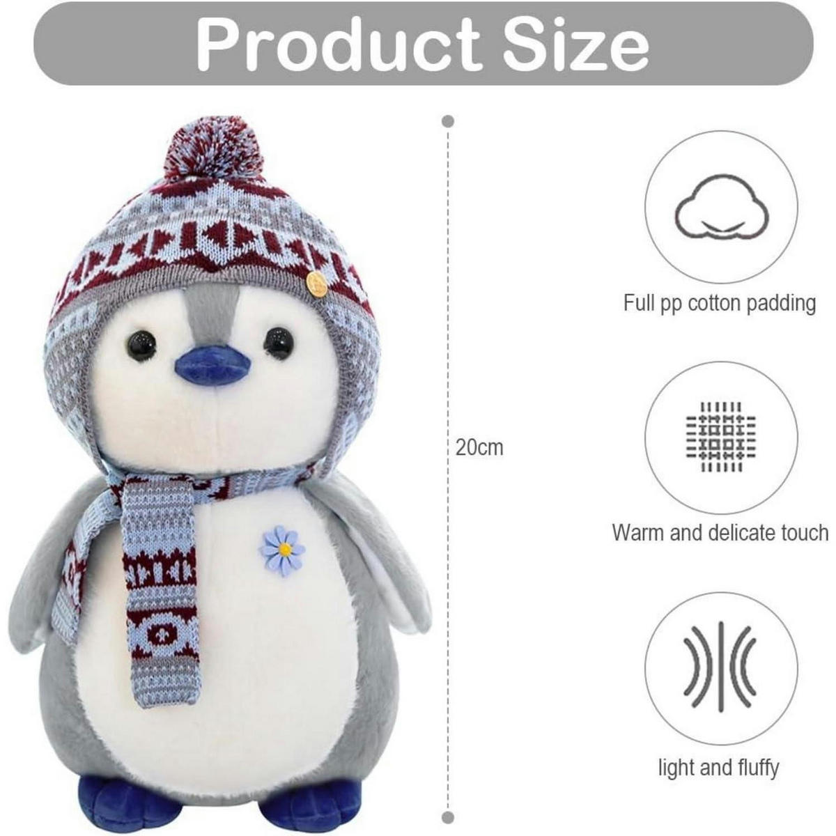 KUSCHELTIER Pinguin Grau 20 cm - Multicolor, Textil (21/20cm)