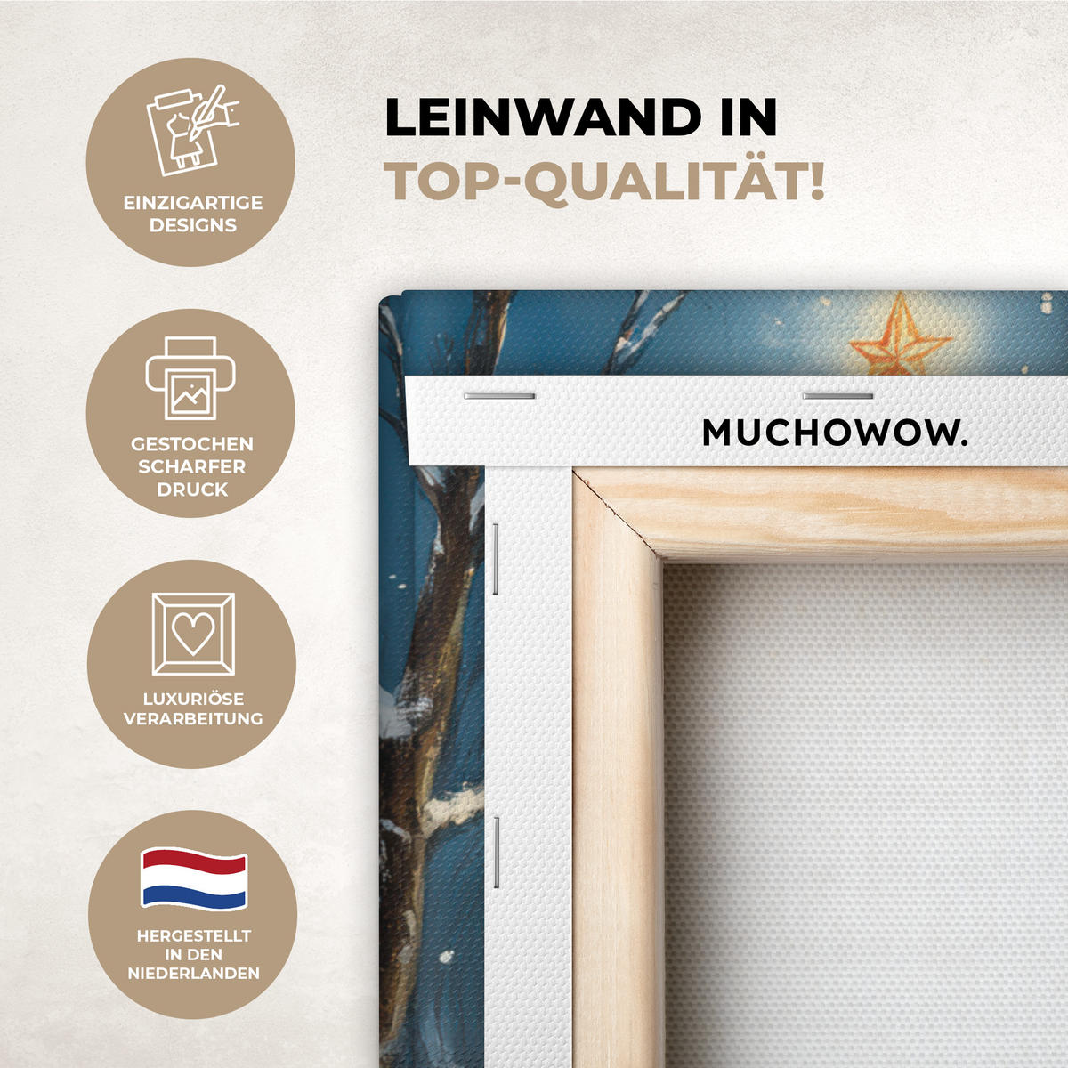 LEINWANDBILD Weihnachten - Weihnachtsbaum - Winter - Zuhause - Schnee Wandbilder 80x60 cm - Smaragdgrün, Textil (80/60cm) - MuchoWow