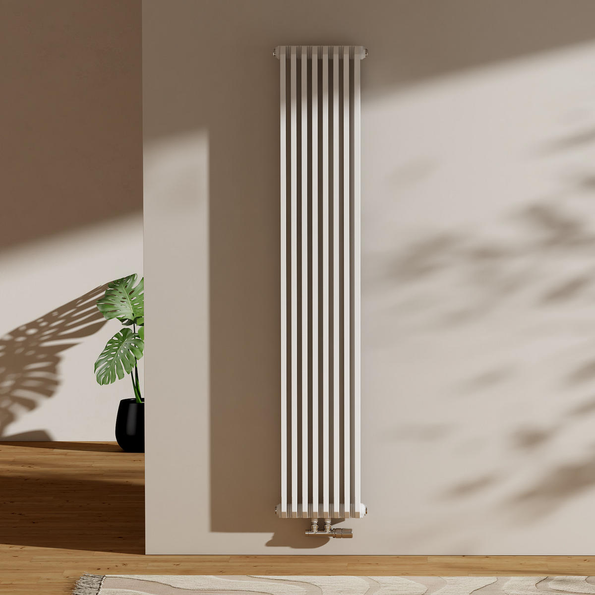 HEIZKÖRPER D-Profil Vertikal Mittelanschluss Glänzend Weiß 180/34,8 cm - Weiß, Metall (35/180/10cm) - EMKE
