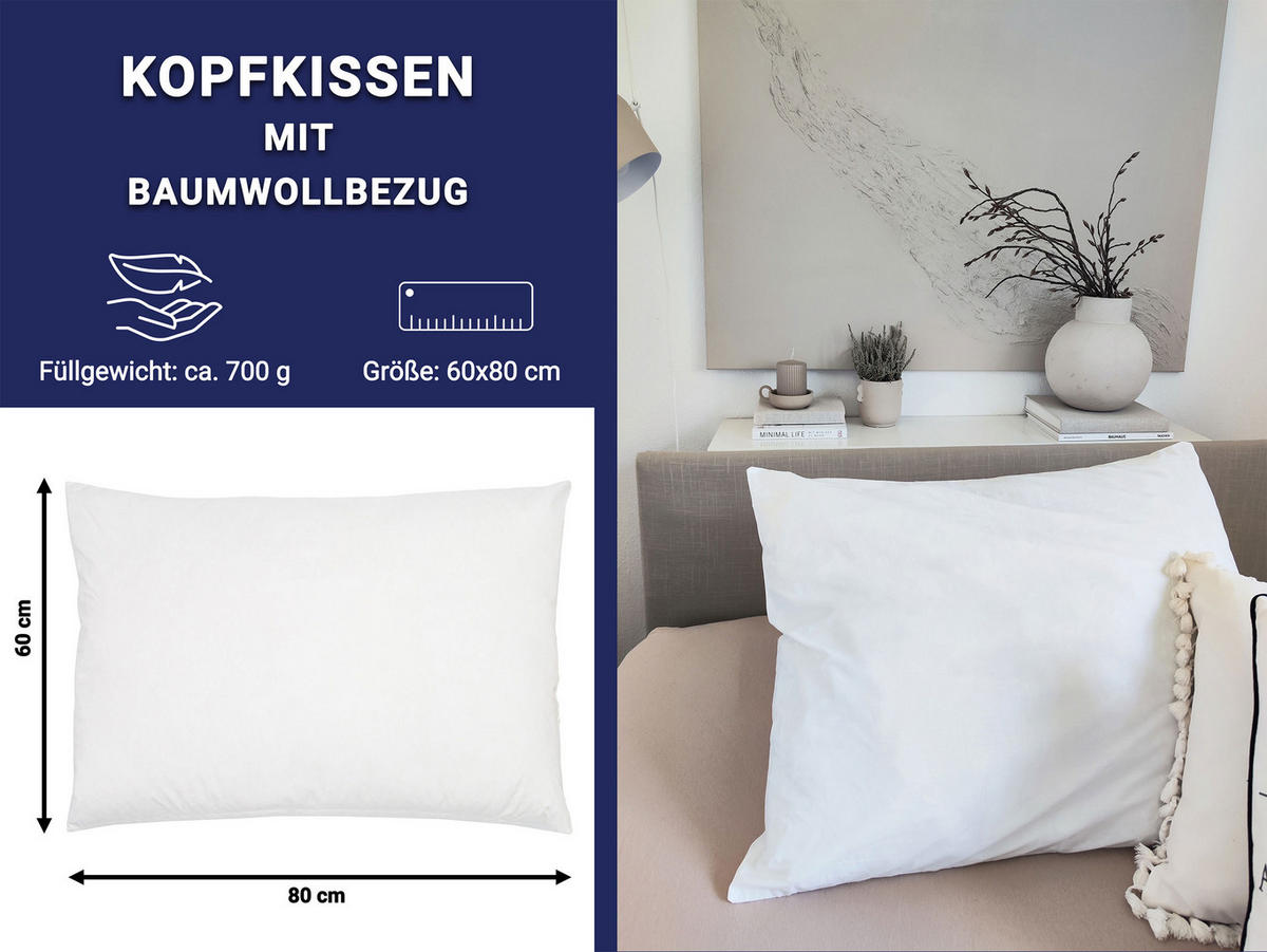 KISSEN, 60x80 cm, 100% Baumwolle - Weiß, Textil (60/80cm) - Zollner