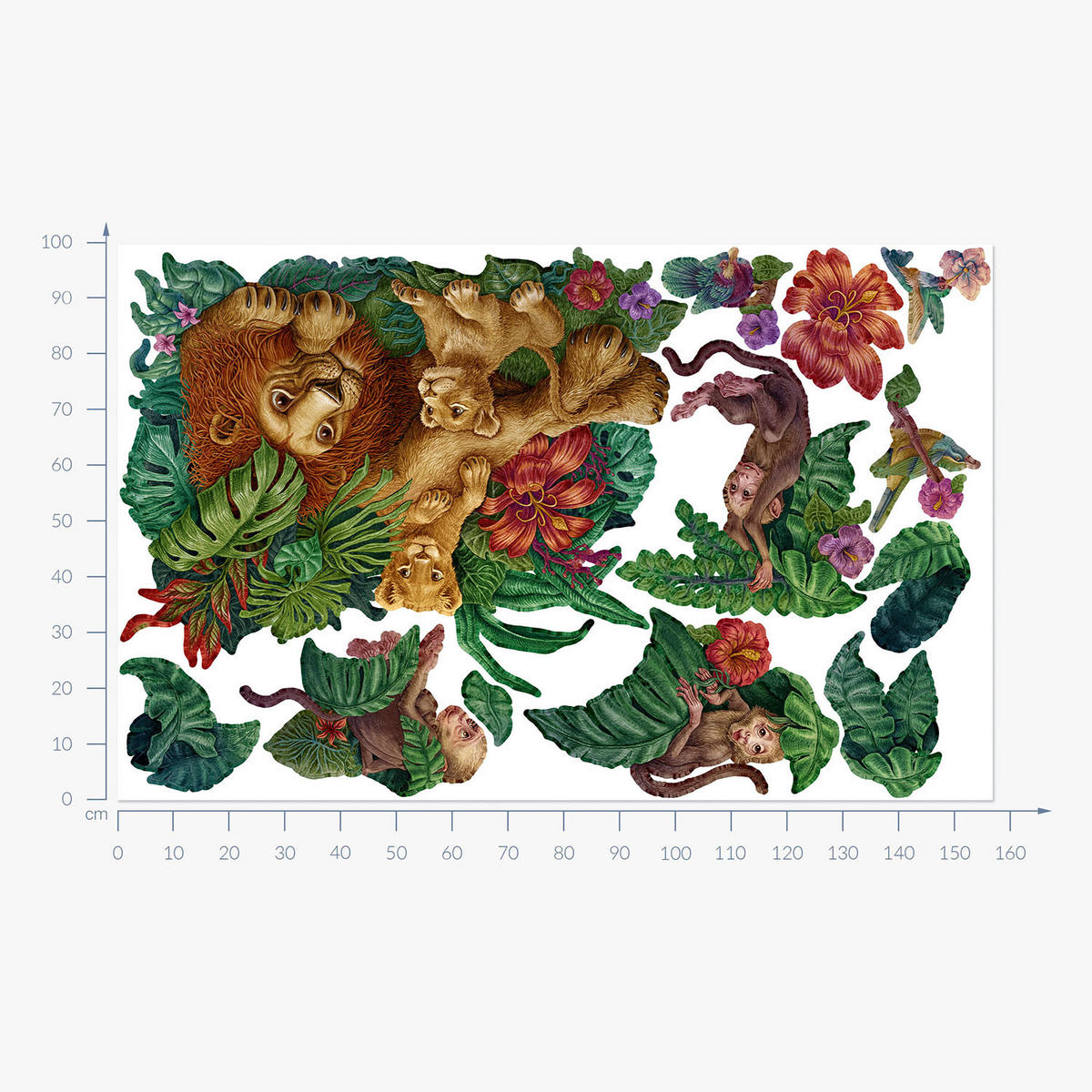 WANDAUFKLEBER 100x158cm - Tropischer Dschungel - Multicolor, Kunststoff (100/158/0.1cm) - Wallfluent