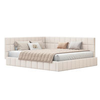 POLSTERBETT 160/200 cm Beige aus Samt mit Lattenrost und Rückenlehne - Beige, Textil (160/200cm) - Flora Grace
