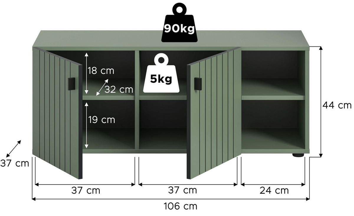 SITZBANK STATION (B/H/T: ca. 106/43/37 cm) in Smoke Green/Smoke Green - Grün, Holzwerkstoff (106/43/37cm)
