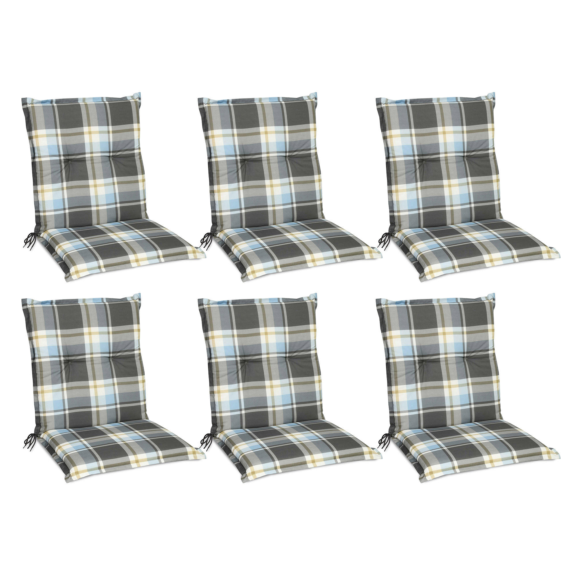 NIEDERLEHNERAUFLAGE Sunny BK 100/50/6cm Blau-Kariert 6tlg - Blau, Textil (50/6/100cm) - Beautissu 