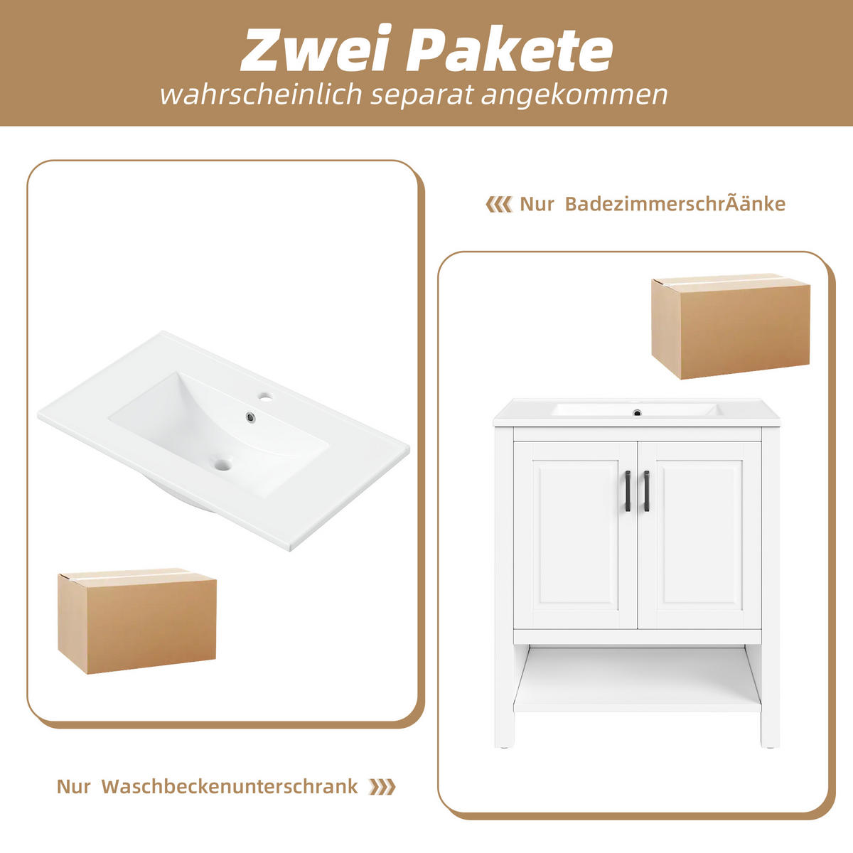 WASCHTISCHKOMBI 76.5/47/83 cm Weiß mit offene Regale, ohne Wasserhahn - Schwarz/Weiß, Holz/Holzwerkstoff (47/83/76.5cm) - Oxeza