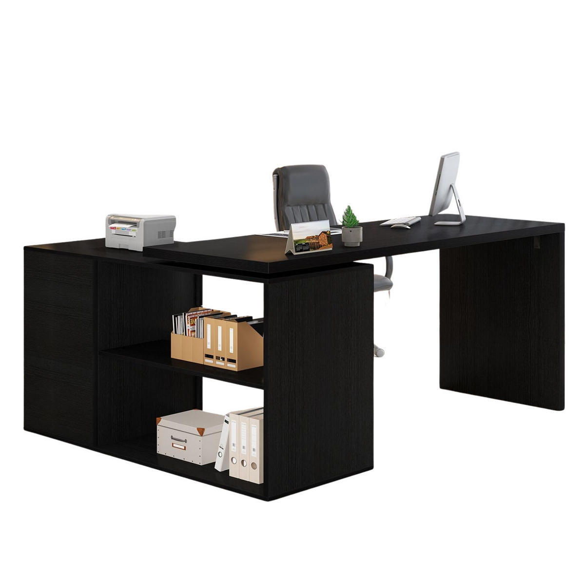 SCHREIBTISCH mit Schubladen flexibel 140 x 50 x 76 cm - Schwarz, Holzwerkstoff/Metall (50/140/76cm) - Quality Elegance