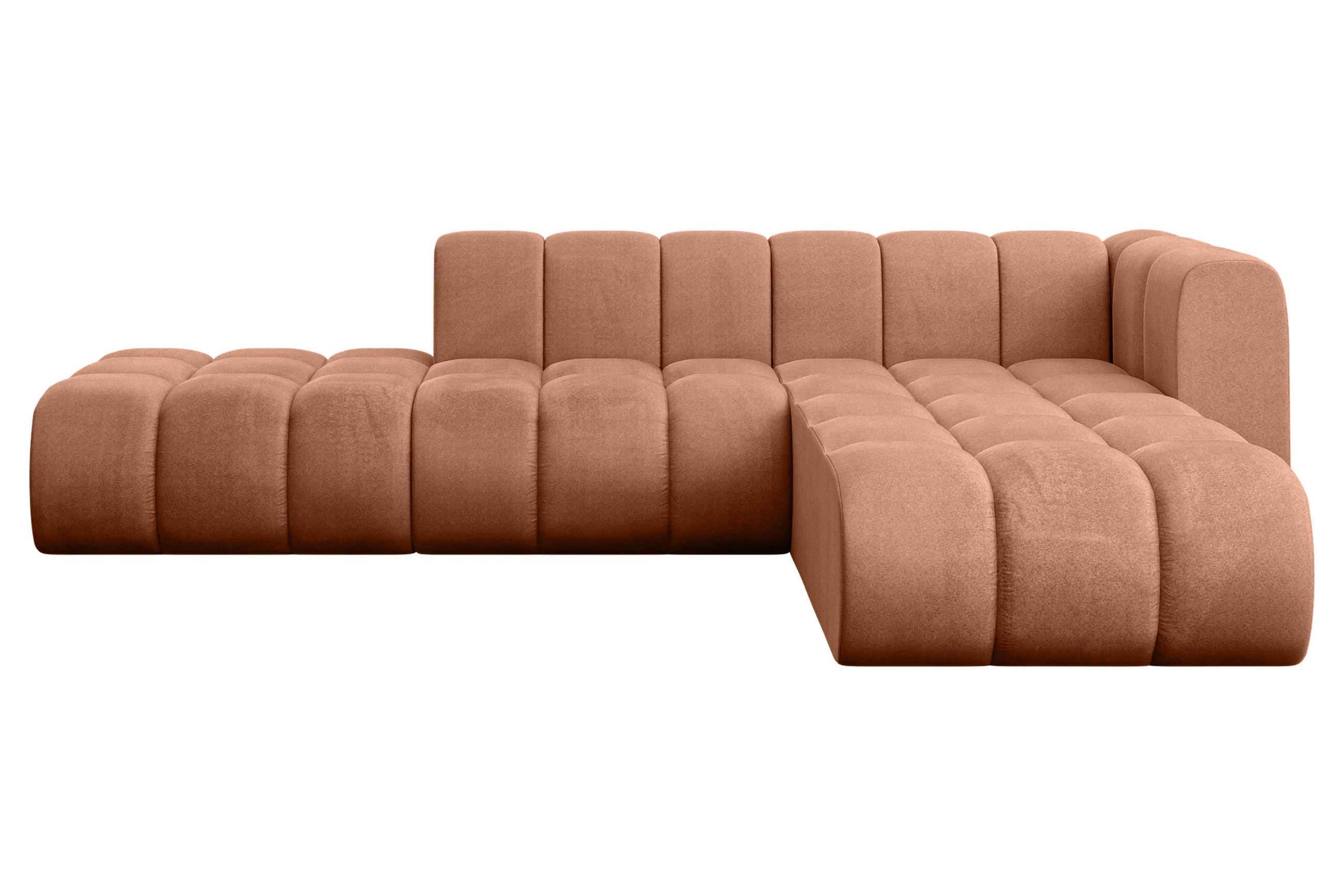 ECKSOFA modulares Sofa Zuvon-L1 - 296x177x70 cm Apricot - Koralle, Holzwerkstoff/Textil (296/177cm) - ALTDECOR