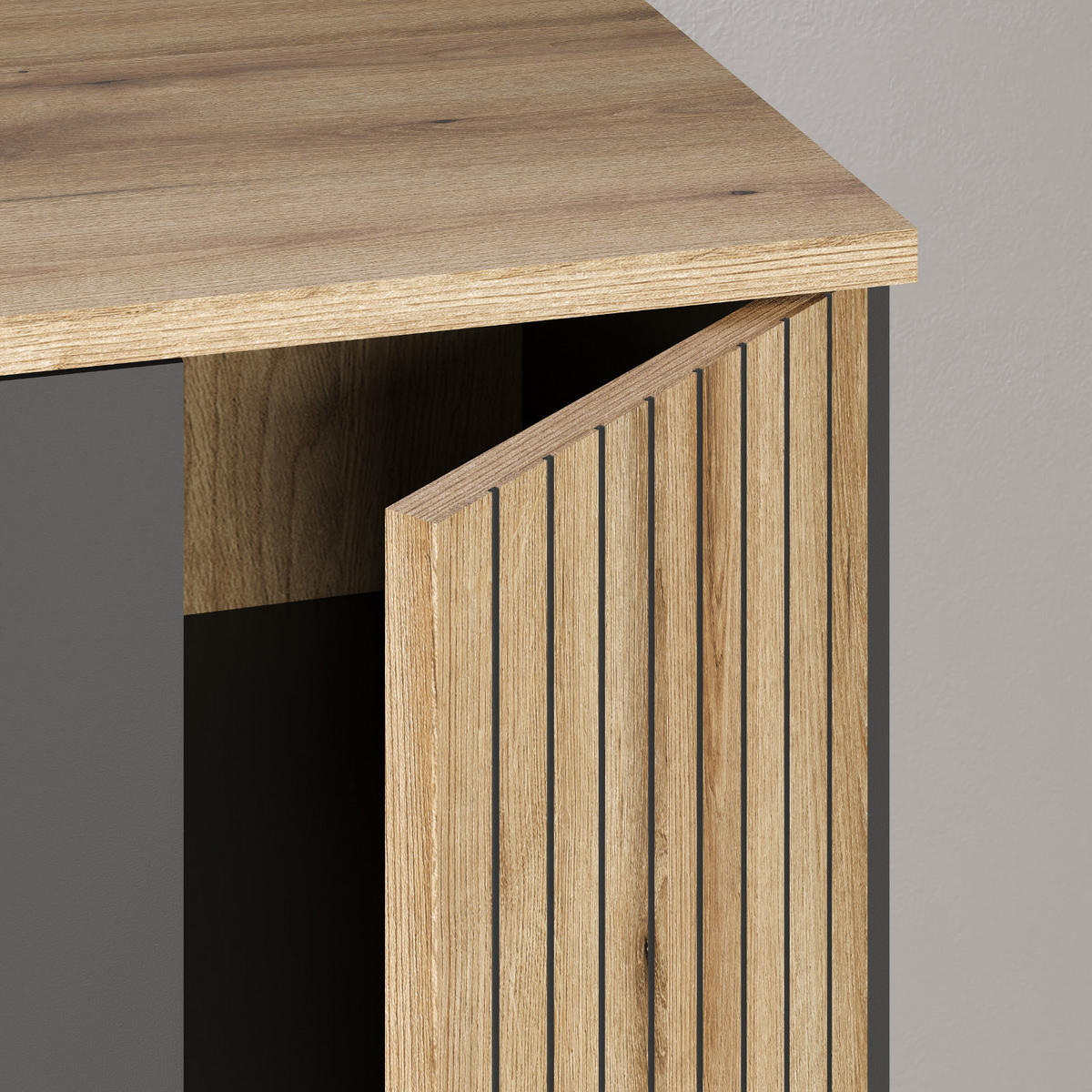 SIDEBOARD grau, Evoke Eiche 139 cm, Kommode mit viel Stauraum - Eichefarben/Anthrazit, Holzwerkstoff/Kunststoff (139/86/38cm) - Top.Furn