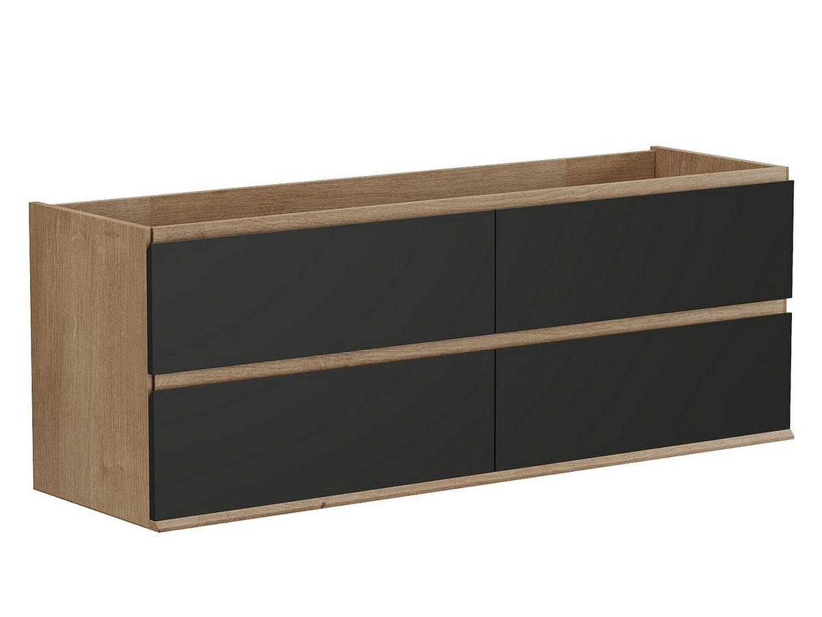 DOPPELWASCHTISCH - 150 cm x 45.5 cm - holz - schwarz, naturfarben hell Saburi - Weiß, Holz (150/55/45.5cm) - Vente-Unique