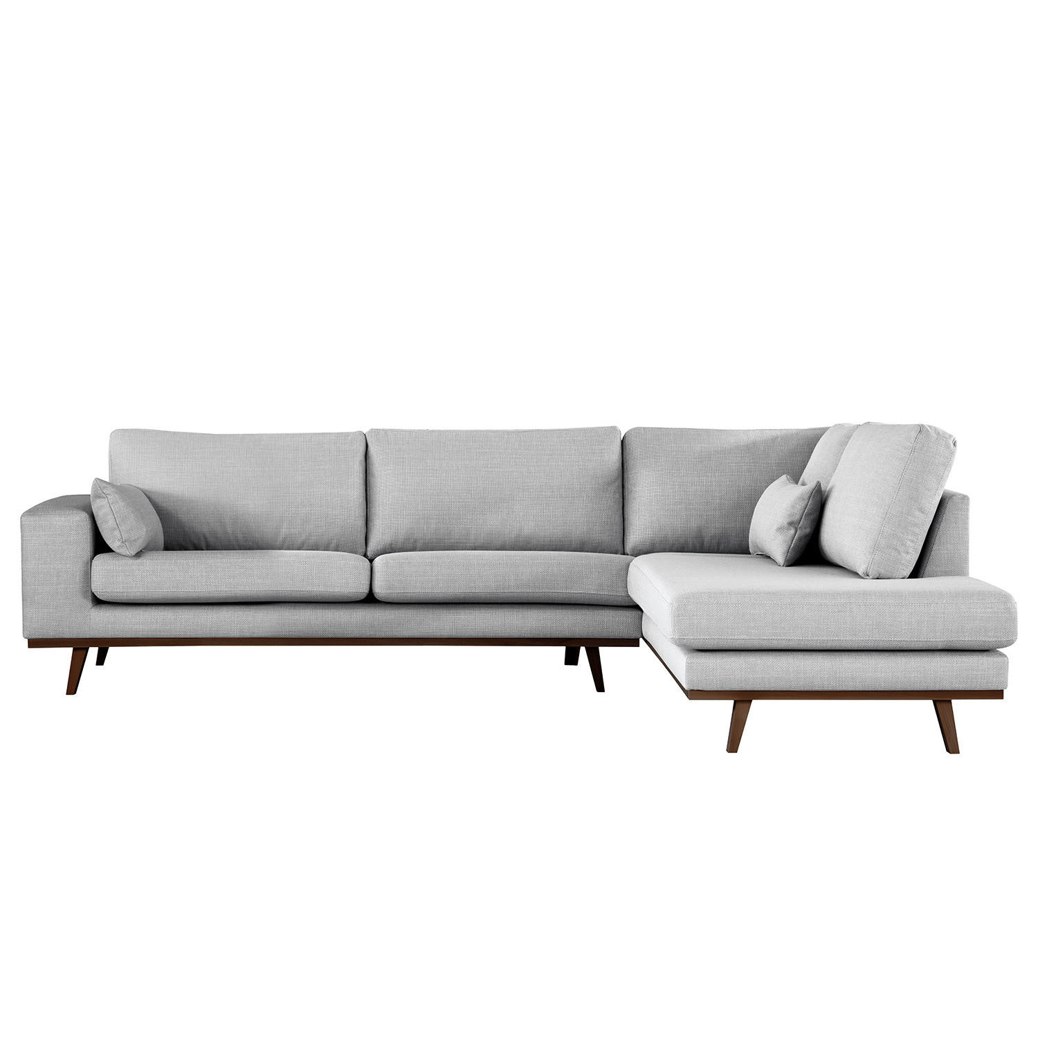 ECKSOFA mit Ottomane - Buchefarben/Hellgrau, Textil (287/219cm) - home24