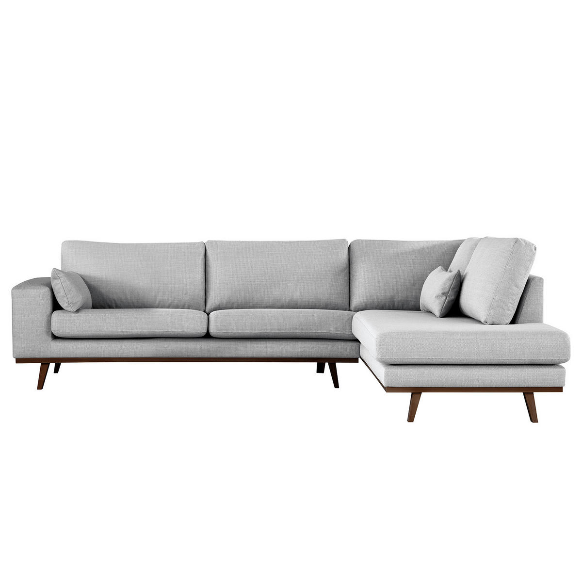 ECKSOFA mit Ottomane - Buchefarben/Hellgrau, Textil (287/219cm) - home24