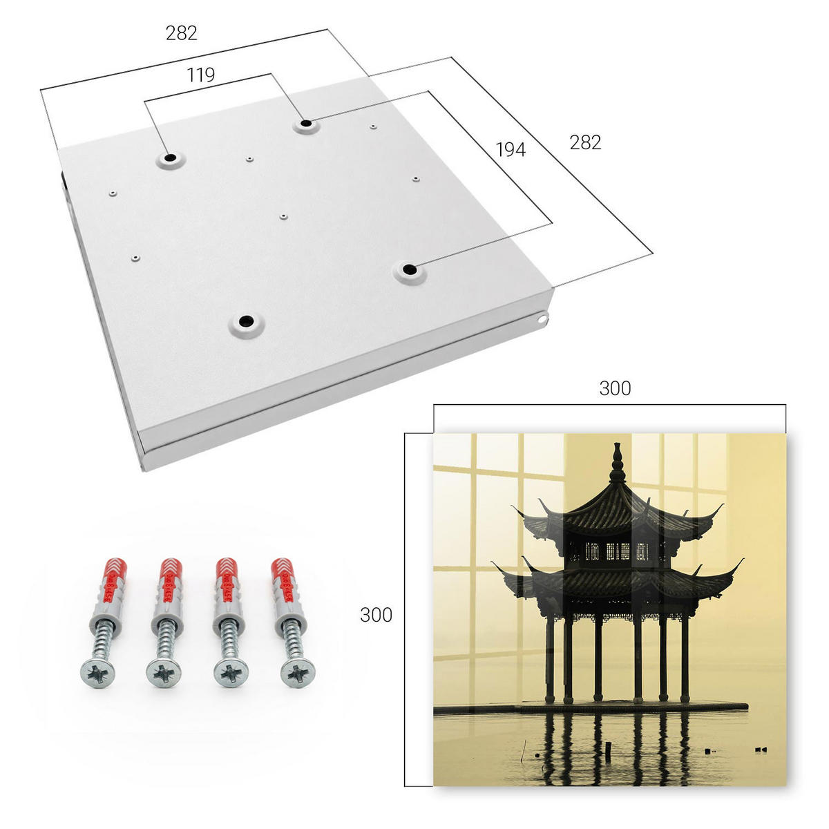 SCHLÜSSELBOX Weiß 30x30 cm – Türöffnung nach rechts - Pavillon im Wasser - Gelb, Metall (30/30/5cm) - TULUP