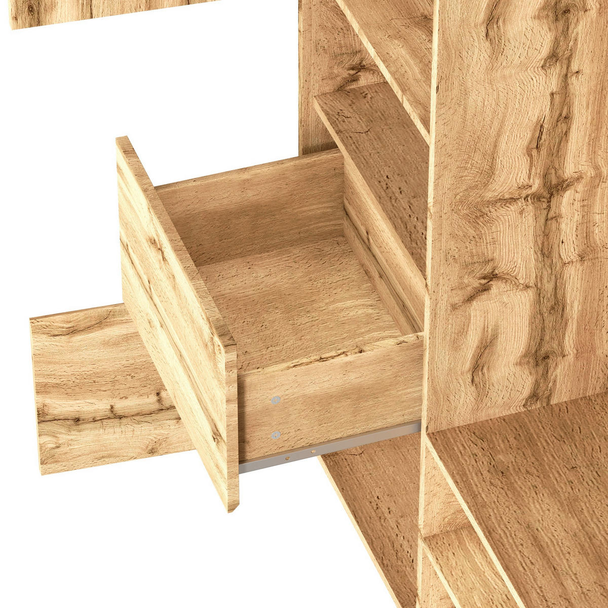 GARDEROBE-SET in Naturfarben Kleiderschrank mit Spiegel und Sitzbank für Flur und Eingangsbereich, B90/T34.5/H190 cm - Naturfarben, Glas/Holzwerkstoff (90/190/34.5cm) - STILVORA
