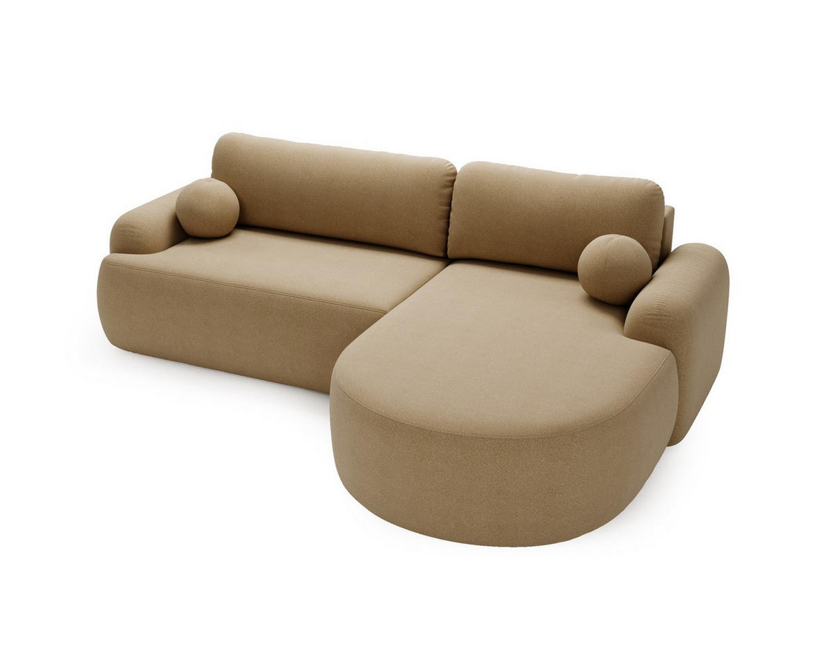 ECKSOFA DION CAPPUCCINO L - Rechts - Cappuccino, Textil (261/177cm) - Luxkor24