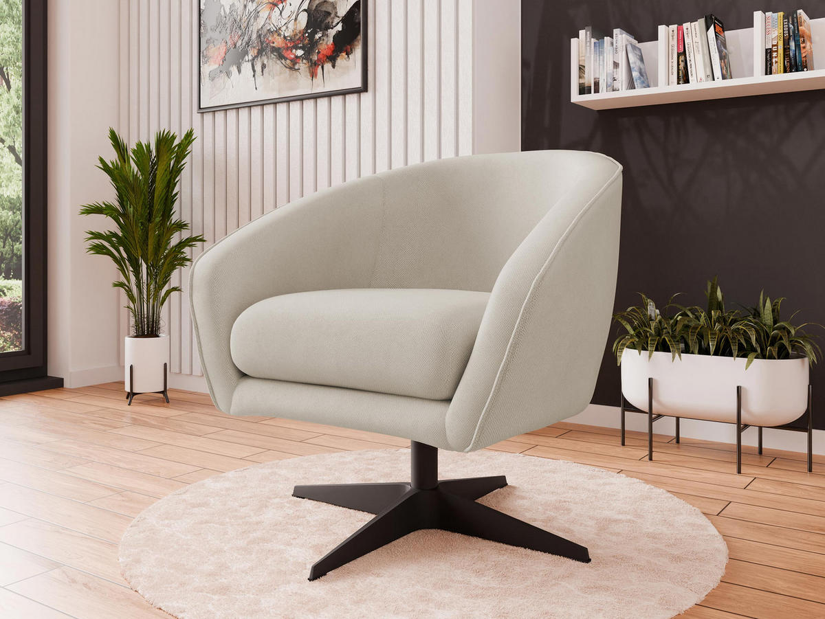 SESSEL Roma BX - Creme/Schwarz, Holz/Textil (80/75/80cm) - MIRJAN24
