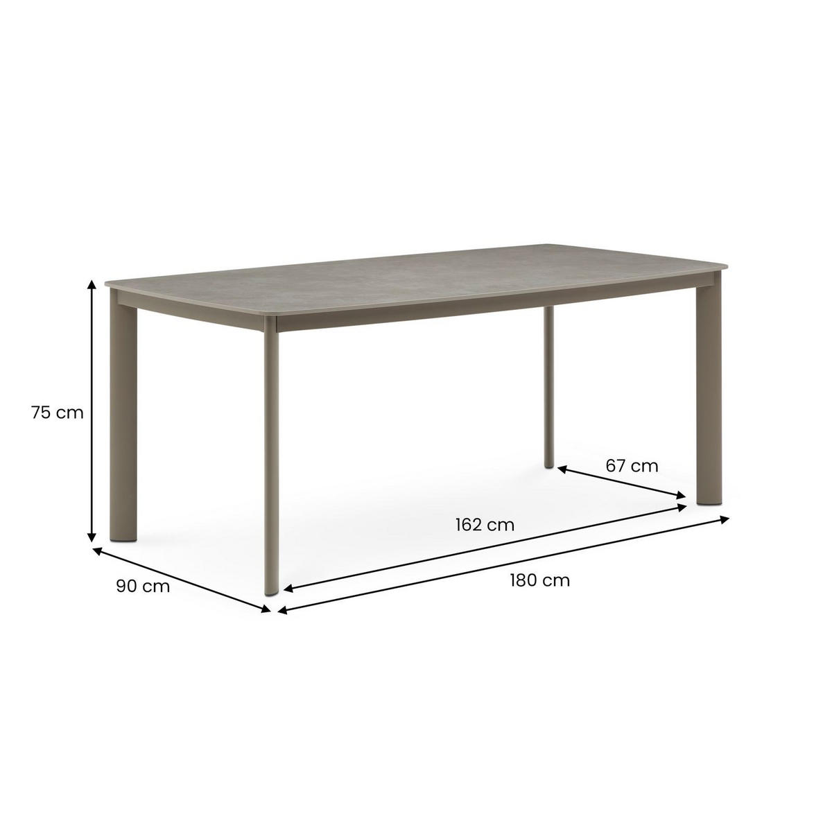 GARTENTISCH TAVOLO - Champagner, Metall (90/180/75cm) - IDIMEX
