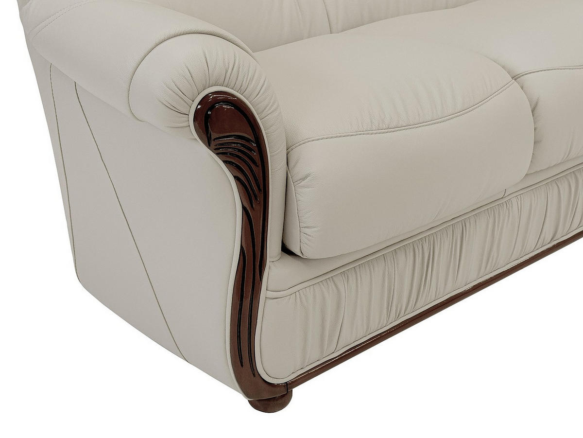 SOFAGARNITUR ohne Schlaffunktion - 4 Personen-Sitzer - Leder - Elfenbeinfarben - - Weiß, Leder (183/97/91cm) - Vente-Unique