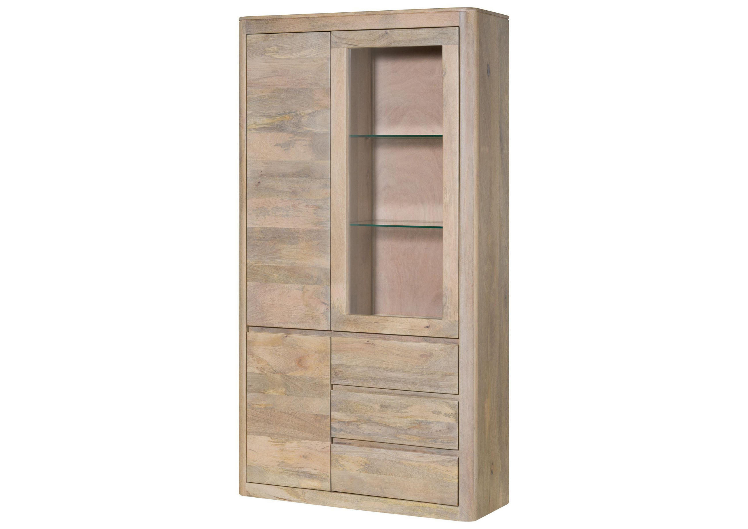 VITRINE Mango 109x40x202 weiß lackiert TORONTO #311 - Weiß, Holz (109/202/40cm) - Massivmoebel24