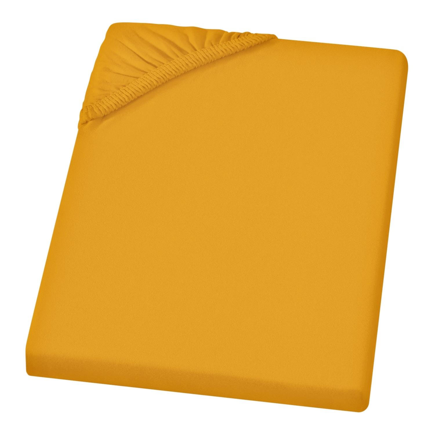 JERSEY-SPANNBETTLAKEN 90x200 - 100x200 Feine Bettlaken aus 100% Baumwolle, Spannbetttuch Laken Uni Gold - Goldfarben, Textil (100/200cm) - Carpe Sonno