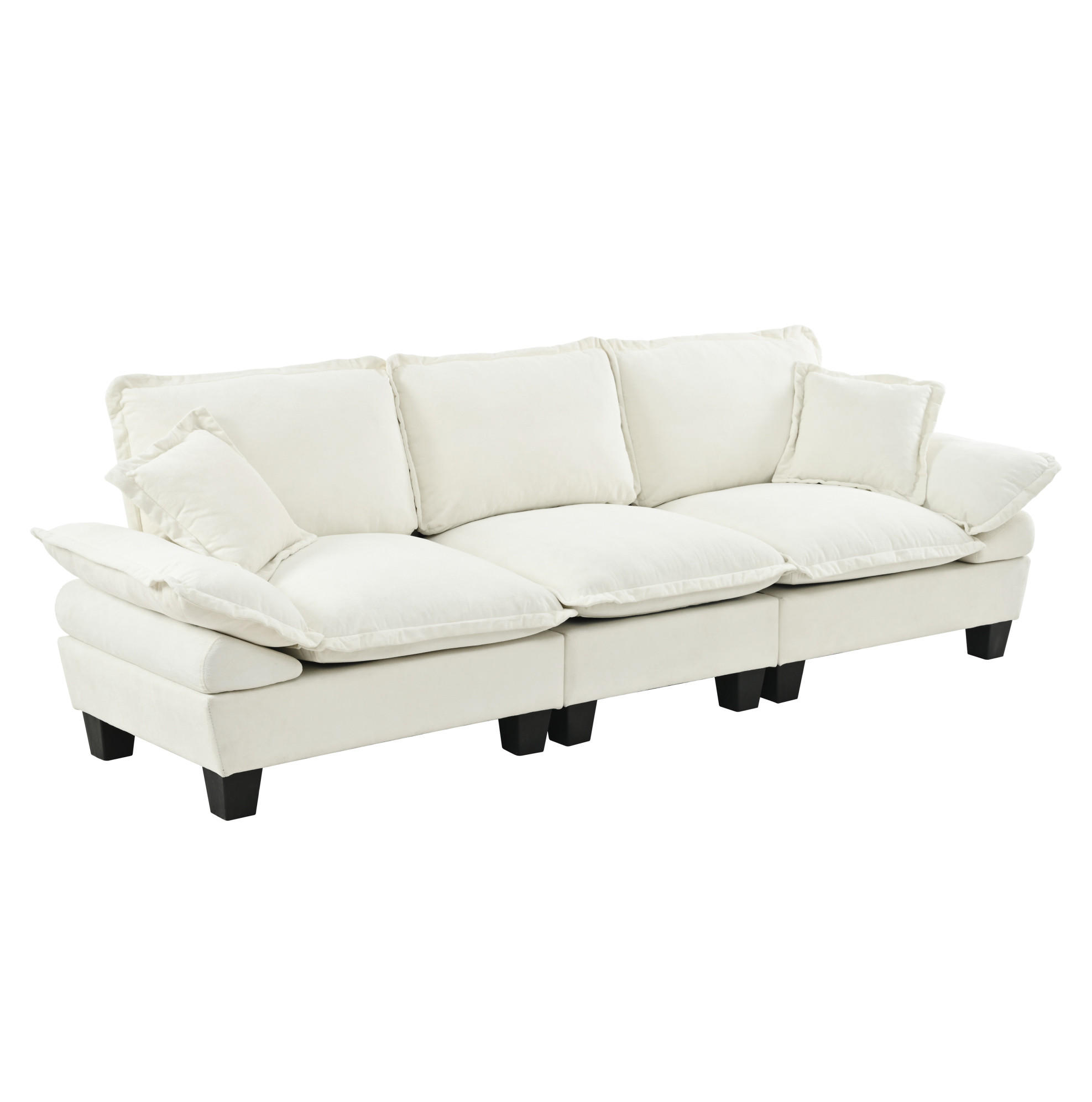 SOFA Modulsofa ca. 263 x 82 x 90 cm Chenille Beige - Beige, Holzwerkstoff (82/90/263cm) - Meubliv