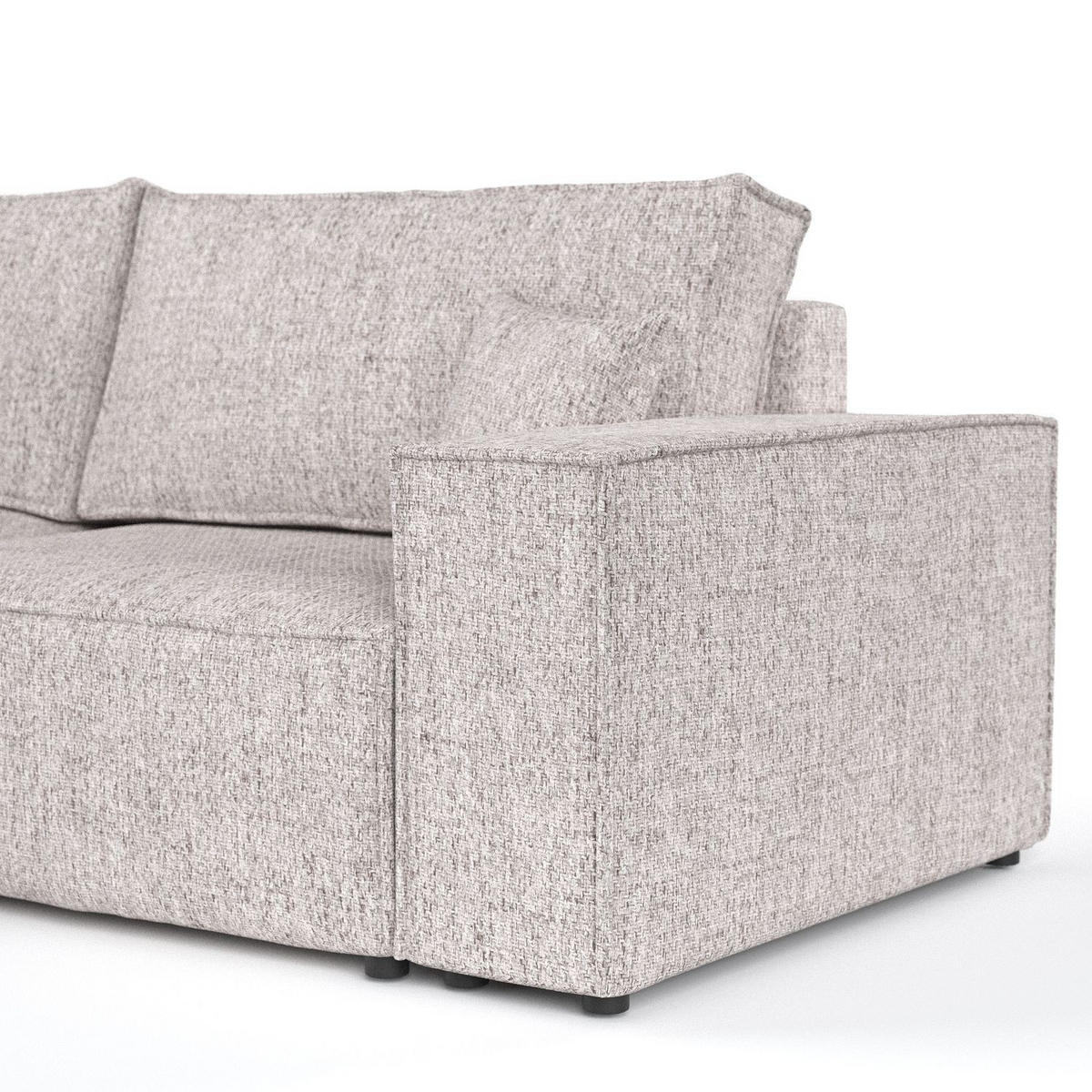 ECKSOFA AVION mit Schlaffunktion Beige im Neve Stoff - Beige/Schwarz, Holz/Holzwerkstoff (253/148cm) - AltaBeds