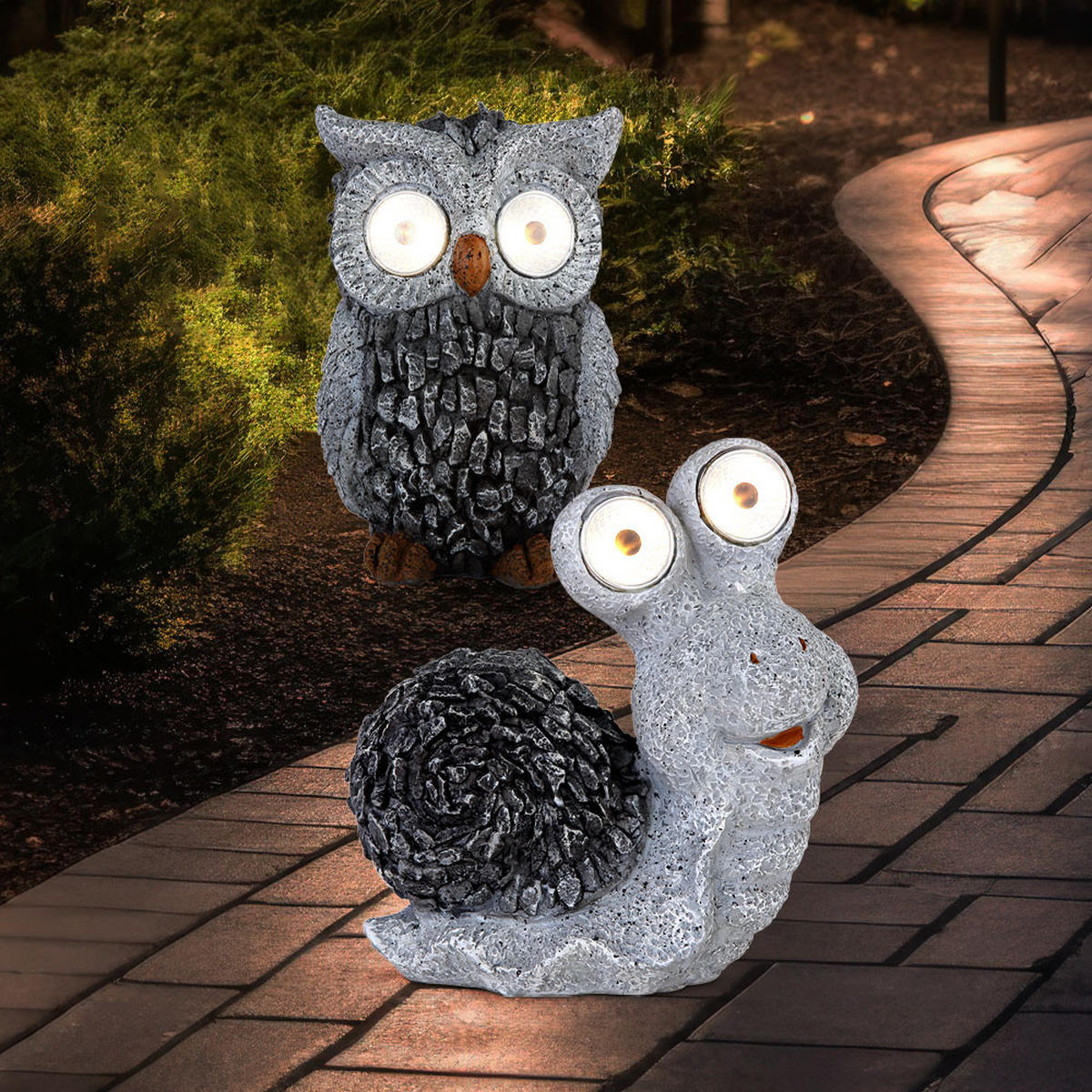 LED AUSSENLEUCHTE Eule Schnecke Grau - Grau, Kunststoff (19.5/10.5/20cm) - Globo Lighting