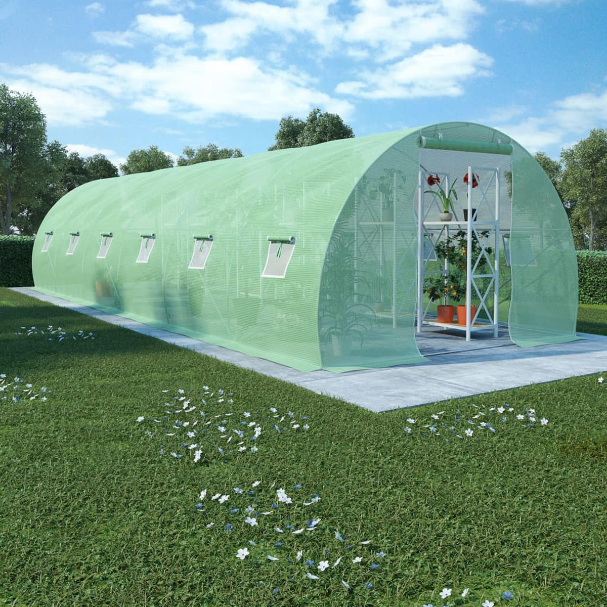 GEWÄCHSHAUS 27m² 900x300x200 cm - Grün, Kunststoff (3/200/900cm)