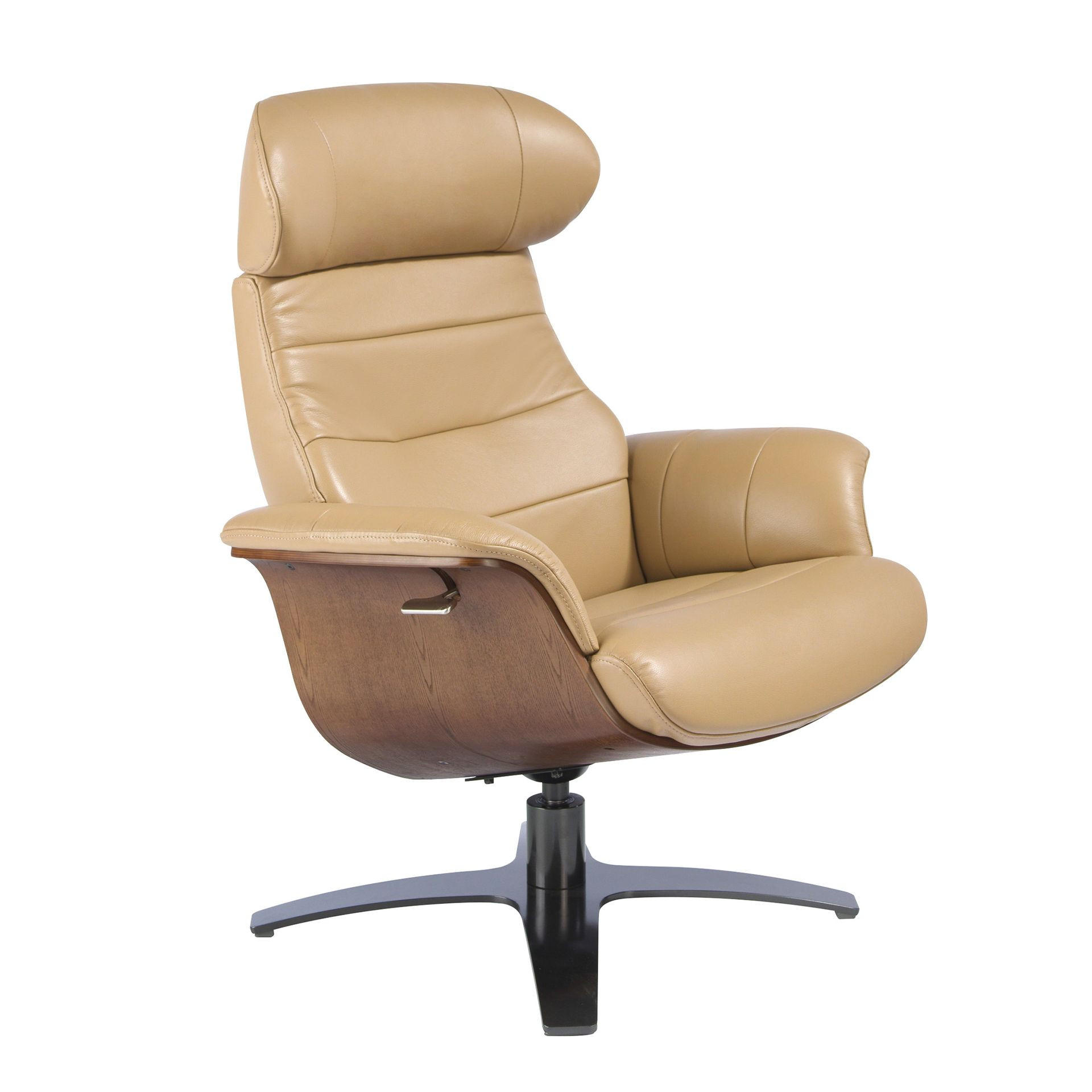 SANDFARBENER Leder-Drehsessel 80/84/100 cm - Sandfarben/Greige, Leder/Holz (80/100/84cm) - ANGEL CERDA