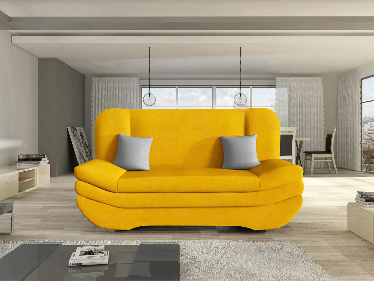 SCHLAFSOFA Weronika Premium - Gelb/Schwarz, Holz/Kunststoff (200/95/90cm) - MIRJAN24
