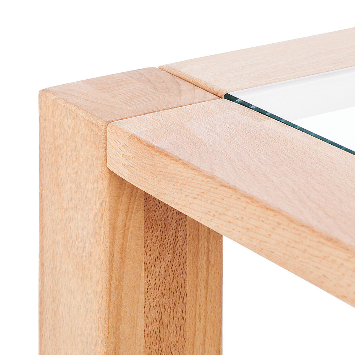 COUCHTISCH - Kernbuche massiv - geölt - Kernbuche, Glas/Holz (70/70/38cm) - home24