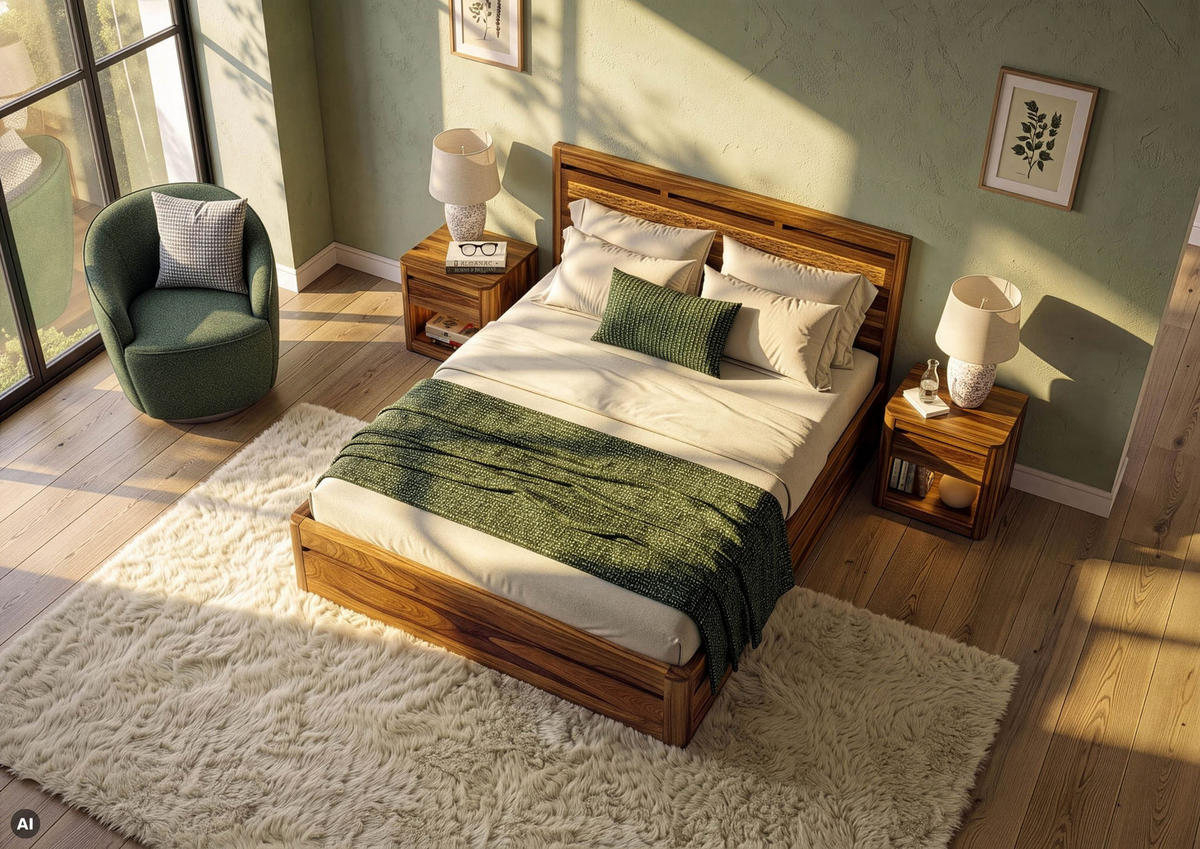 BETT Massivholz Sheesham 200 x 200 x 90 dunkelbraun TORONTO LUX #258 - Dunkelbraun, Holz (200/200cm) - Massivmoebel24