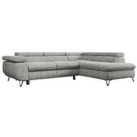 ECKSOFA PEDRO L Hellgrau Struktur - Rechts Seite - Hellgrau/Schwarz, Textil/Metall (273/208cm) - MKS
