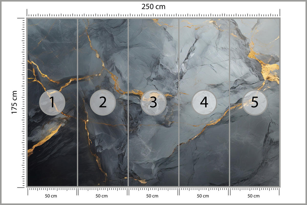 FOTOTAPETE Natürliche Marmorstruktur 250x175 - Goldfarben/Schwarz, Papier (250/175cm) - Muralo