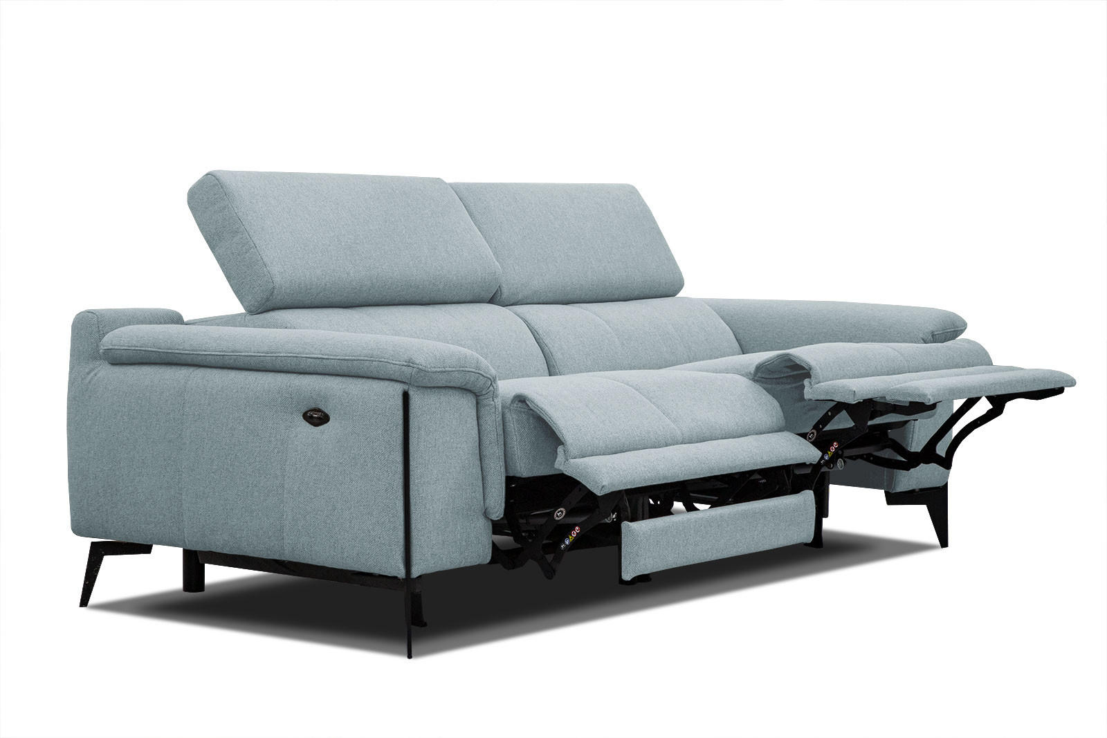RELAXSOFA MATERA 3-Sitzer mit 2 Relaxfunktionen, mint - Schwarz/Mintgrün, Holzwerkstoff/Textil (212/82/103cm) - Courtois Laville