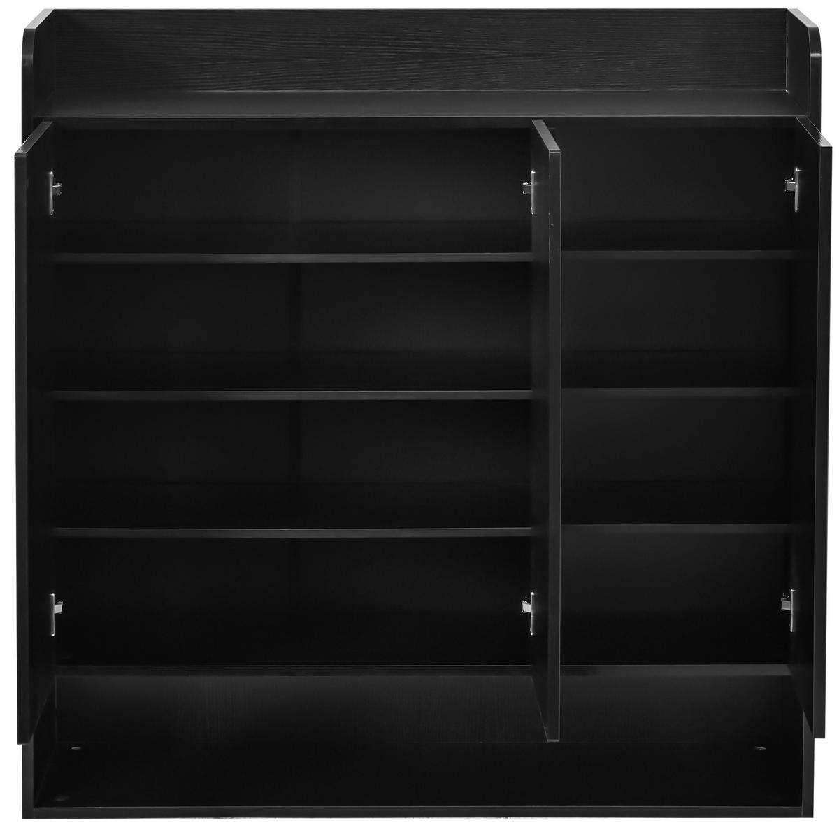 SCHUHSCHRANK 110/35,5/110 cm schwarz aus MDF/Spanplatte mit Spiegel - Schwarz, Holzwerkstoff (110/110/35.5cm) - OKWISH